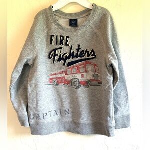 Baby Gap Firefighters Fire Truck Captain Heather Gray Sweatshirt Sz 4T